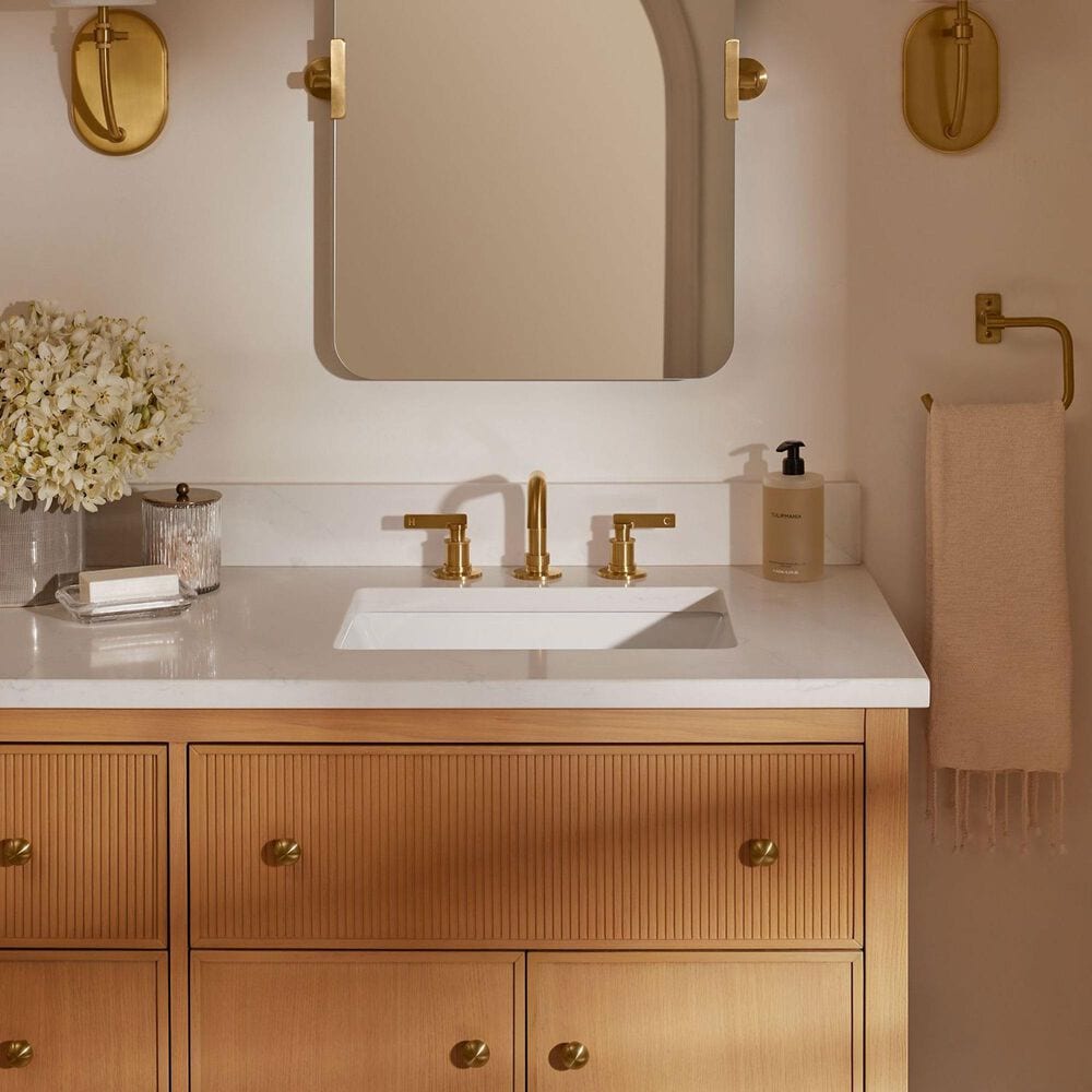 Kohler Castia Widespread Bathroom Sink Faucet in Vibrant Brushed Moderne Brass, , large