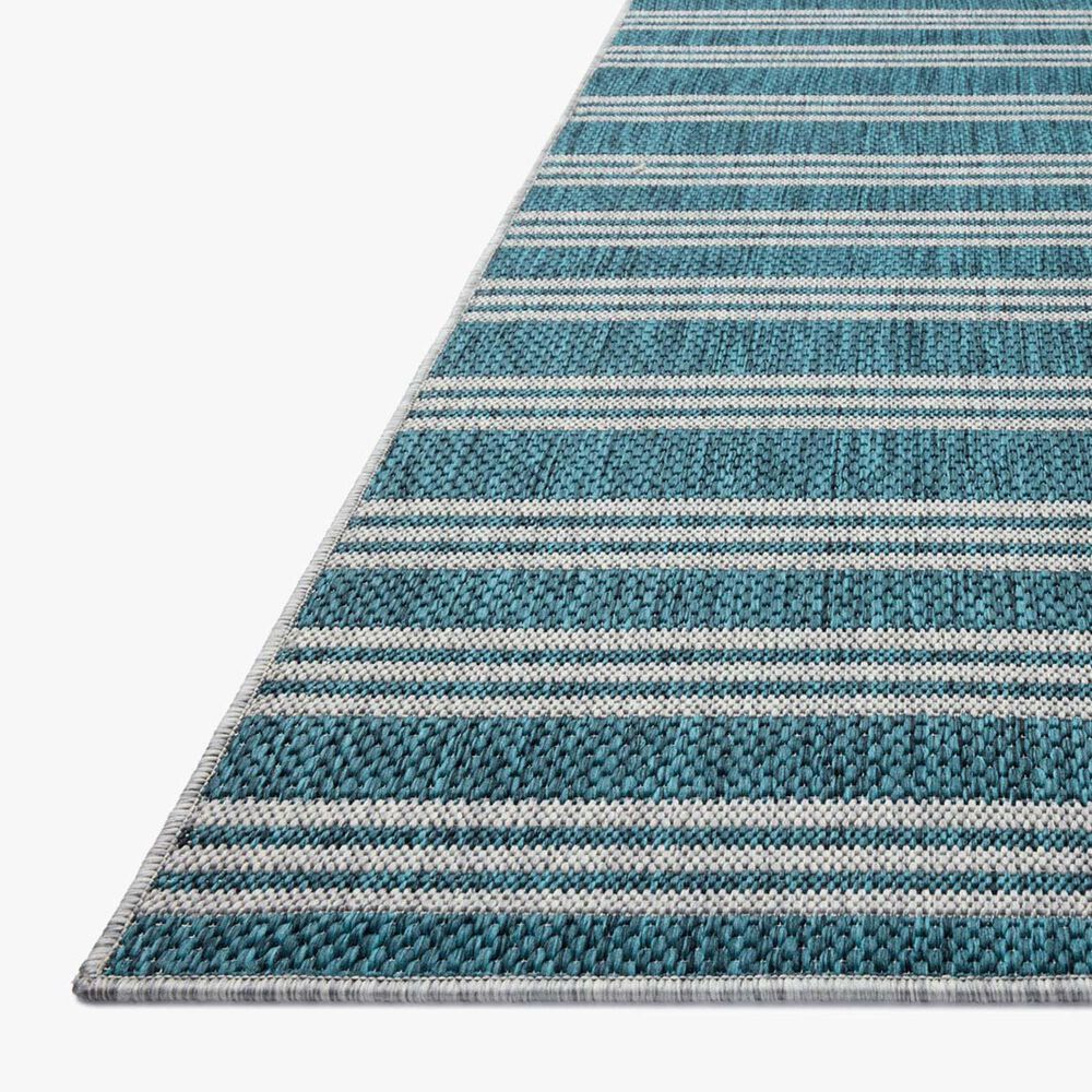 Loloi Easton Teal and Fog 2&#39;3&quot; x 3&#39;9&quot; Indoor/Outdoor Area Rug, , large