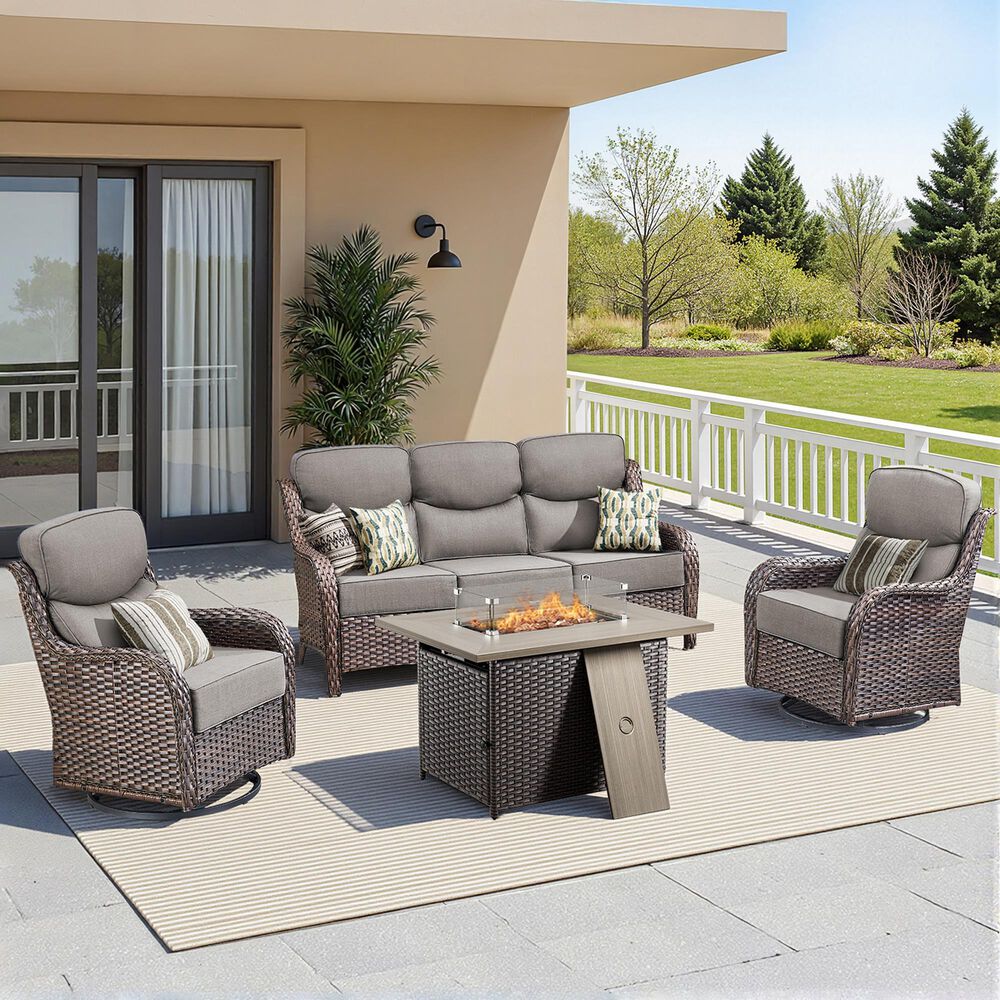 Sunwell Garden 4-Piece Firepit Set in Gray, , large