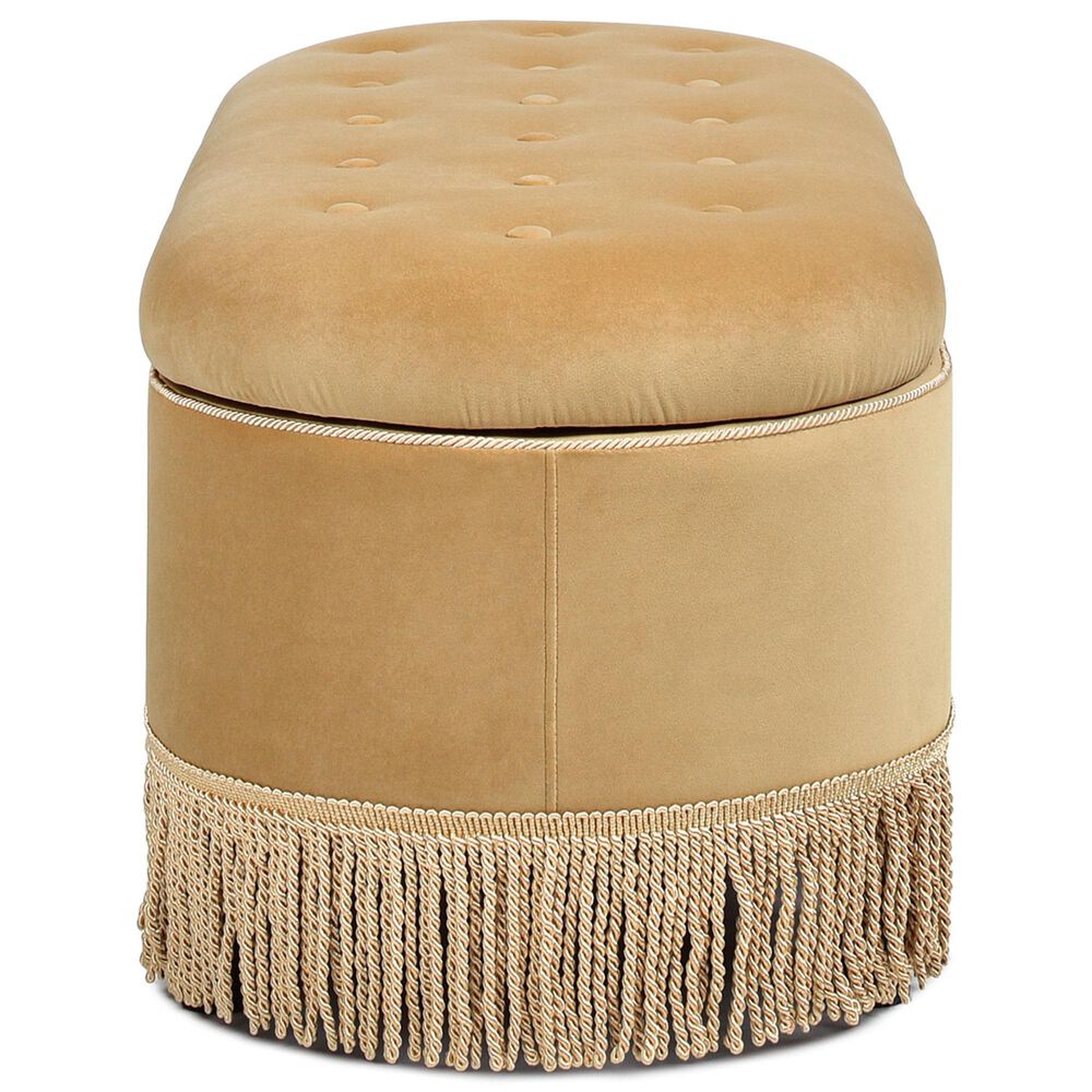 Jennifer Taylor Home Melinda Storage Bench with Tufted Bullion Fringe in Gold, , large