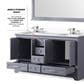Lexora Home Dukes 60" Double Bathroom Vanity in Dark Grey with White Cultured Marble Top and Rectangular Sinks, , large
