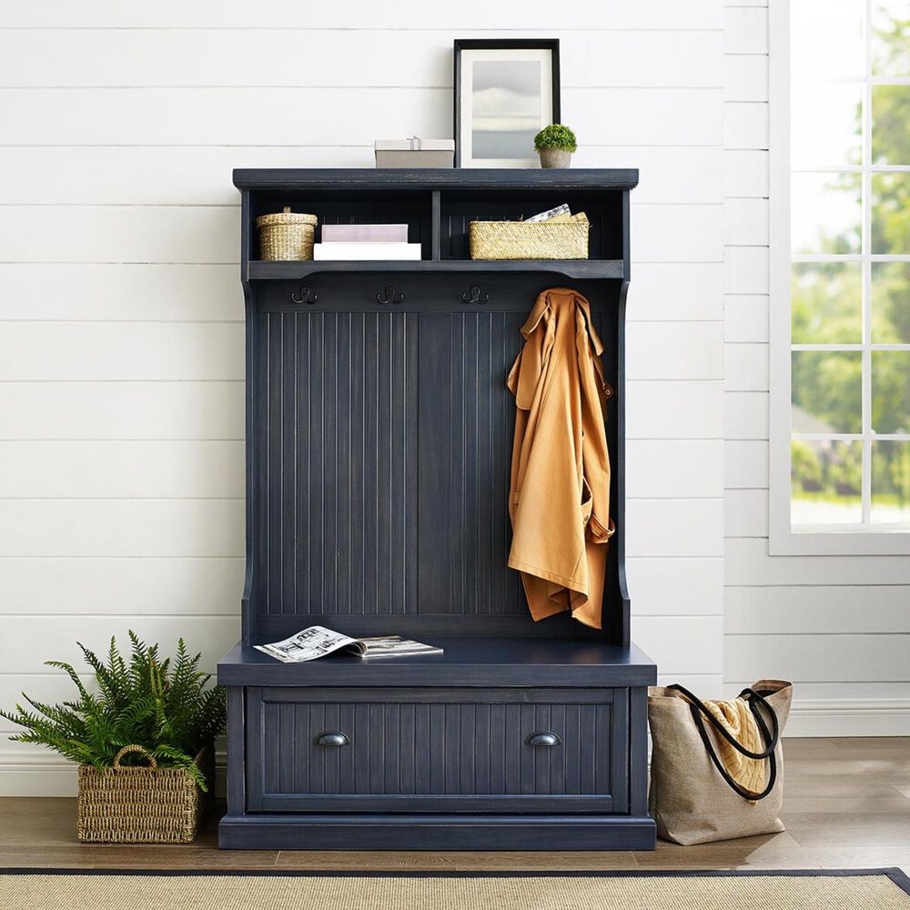 Crosley Furniture Seaside Hall Tree in Navy NFM