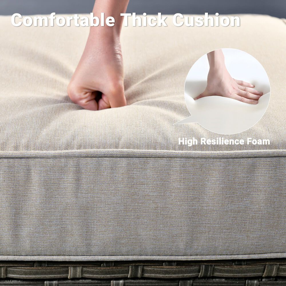 HOMLUX 3-Piece 77" Patio Sofa and Ottoman Set in Beige, , large