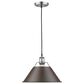 Golden Lighting Orwell 1-Light Wide Large Pendant with Rubbed Bronze Shade in Pewter, , large