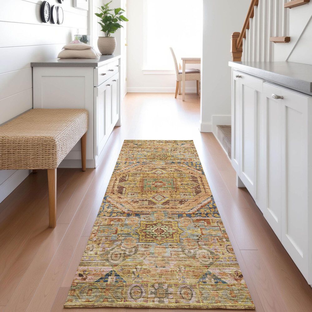 Dalyn Rug Company Silk Road Curry, Paprika, Gold, Copper and Navy 2&#39;3&quot; x 7&#39;6&quot; Runner, , large