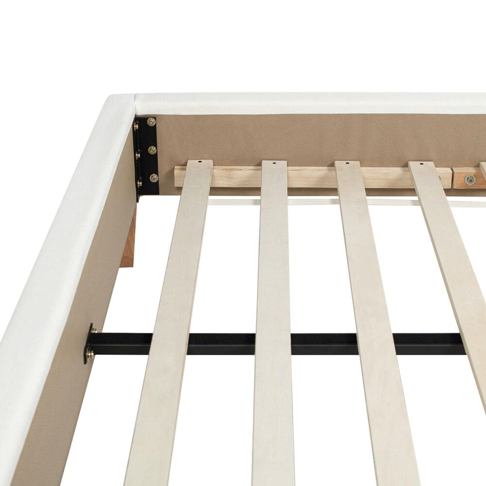 Jennifer Taylor Home Haley Queen Platform Bed with Snow White Upholstered in Natural, , large
