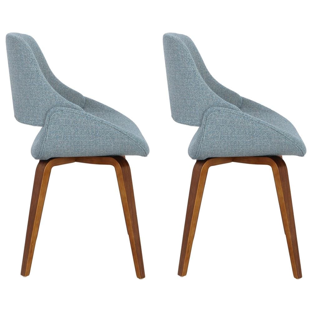 LumiSource Fabrico Side Chair with Blue Cushion in Walnut (Set of 2), , large
