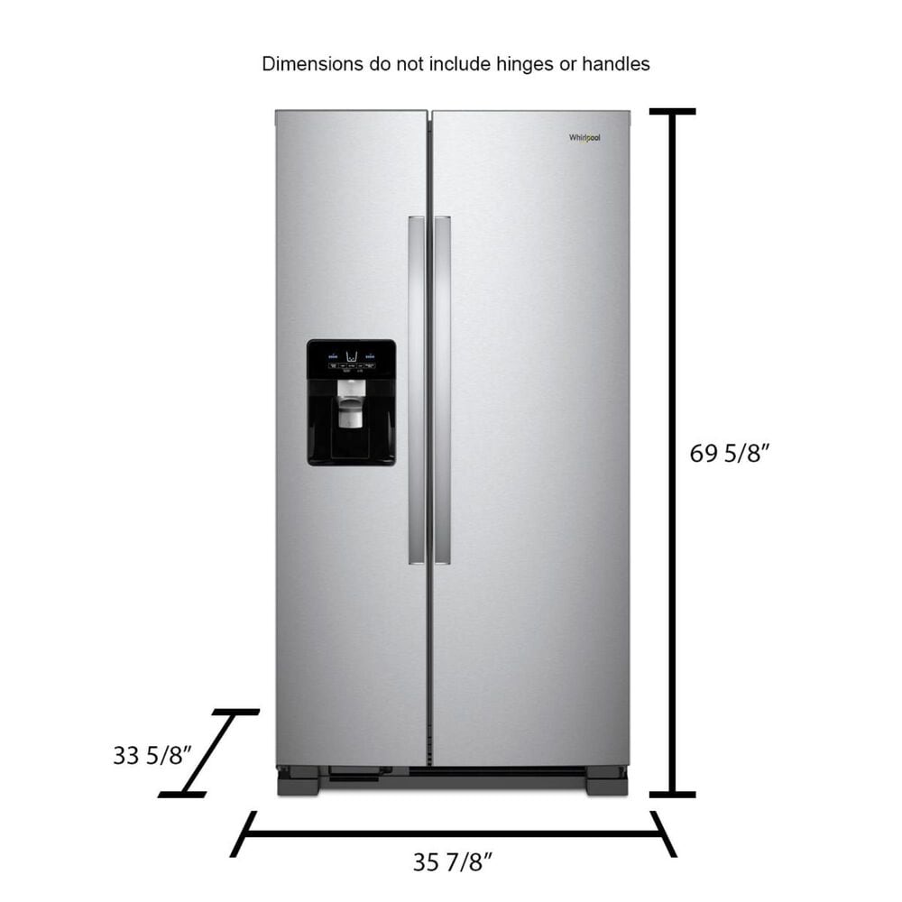 Whirlpool 24.6 Cu. Ft. 36&quot; Wide Side-by-Side Refrigerator in Fingerprint Resistant Stainless Steel, , large