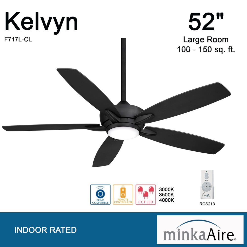 Minka-Aire Kelvyn 52" Ceiling Fan with LED Light in Coal, , large