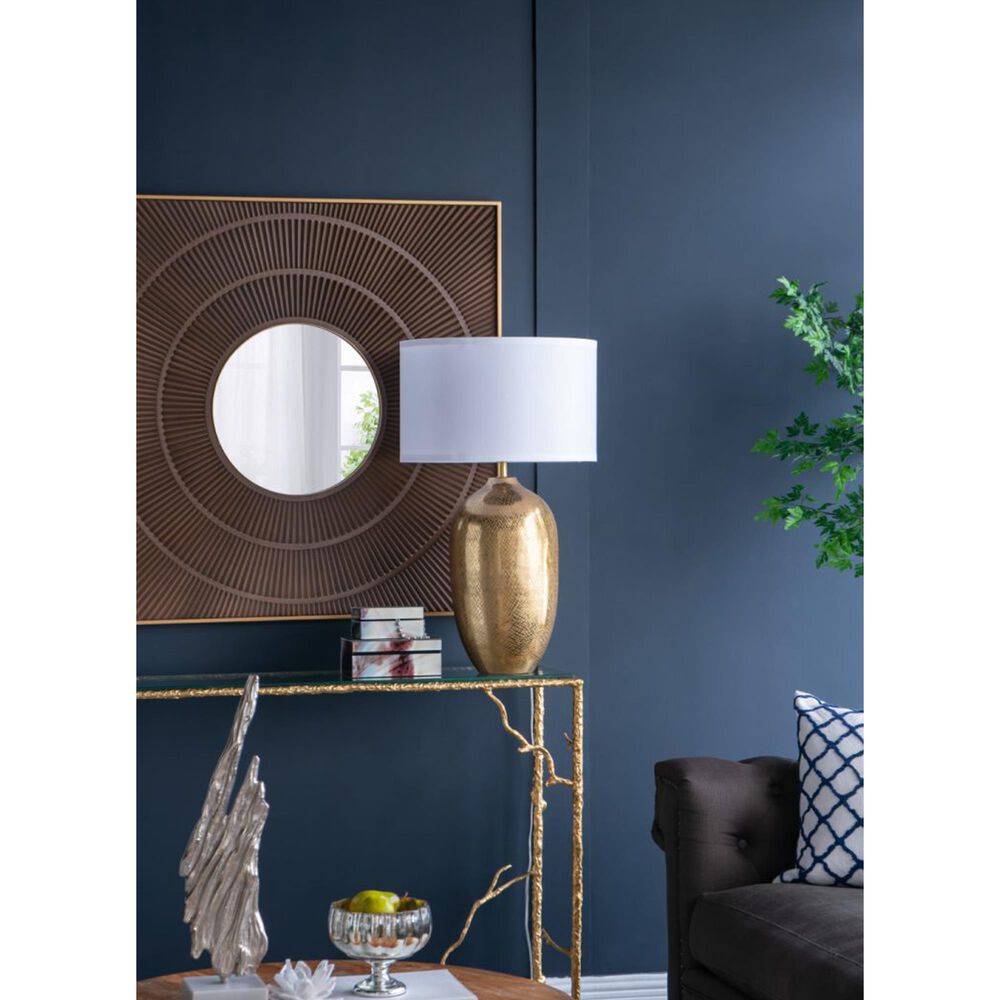 A&amp;B Home Anita Table Lamp with Collapsible Shade in Gold, , large