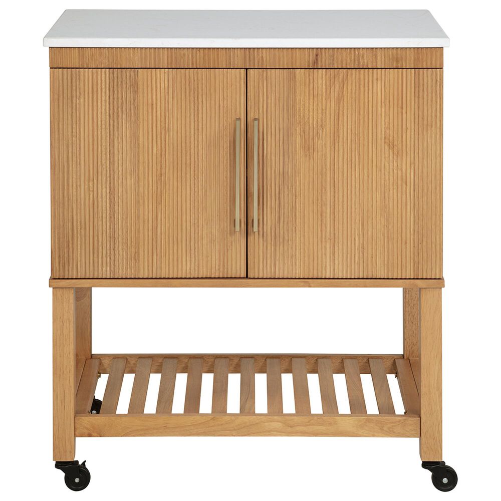 Linden Boulevard Poppy Kitchen Cart in Natural and White, , large