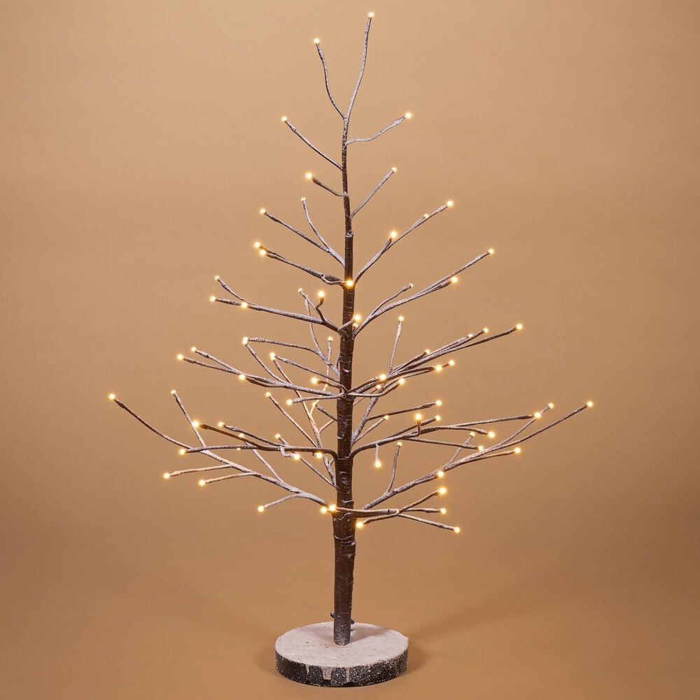 The Gerson Company 3" Electric UL Lighted Snowy Tree with 82 LED Lights in Brown, , large