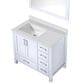 Lexora Home Jacques 36" Left Offset Single Bathroom Vanity in Dark Grey with 2 cm White Quartz Top, Rectangular Sink and 34" Mirror, , large