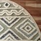 L&R Resources Sinuous Geometric Motif 6" Round Gray, Cream and Blue Area Rug, , large