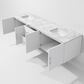 Lexora Home Geneva 80" Double Bathroom Vanity in Glossy White with 2 cm White Carrara Marble Top and Rectangular Sinks, , large