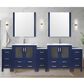 Lexora Home Volez 108" Double Bathroom Vanity in Navy Blue with 2 cm White Ceramic Top, Rectangular Sinks and Side Cabinets, , large