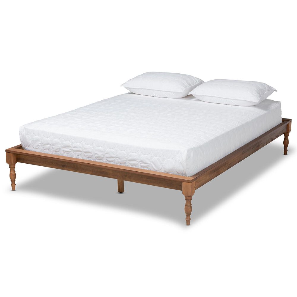 Baxton Studio Romy Queen Platform Bed Frame in Ash Walnut, , large