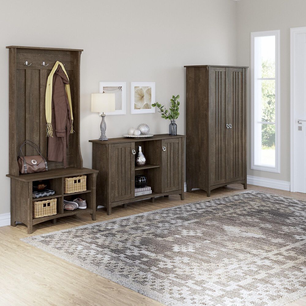 Bush Salinas Modern Farmhouse 3Piece Entryway Storage Set in Ash Brown