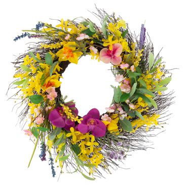 Timberlake 24" Spring Wreath in Yellow, Pink, Purple and Green, , large