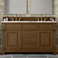 James Martin Vanities Brookfield 60" Double Bathroom Vanity in Honey Oak with 3 cm Carrara White Marble Top and Rectangular Sinks, , large