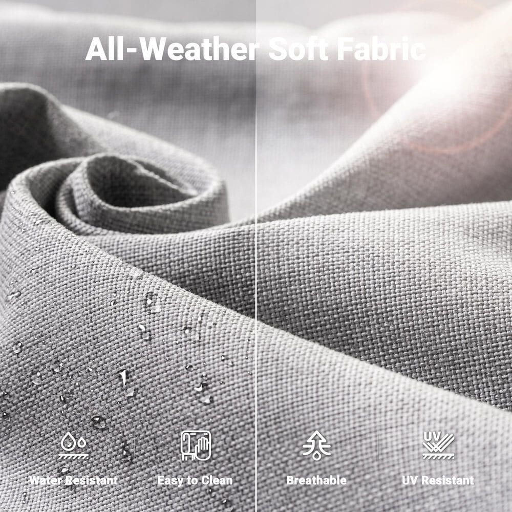 HOMLUX 3-Piece 77" Patio Sofa and Ottoman Set in Grey, , large