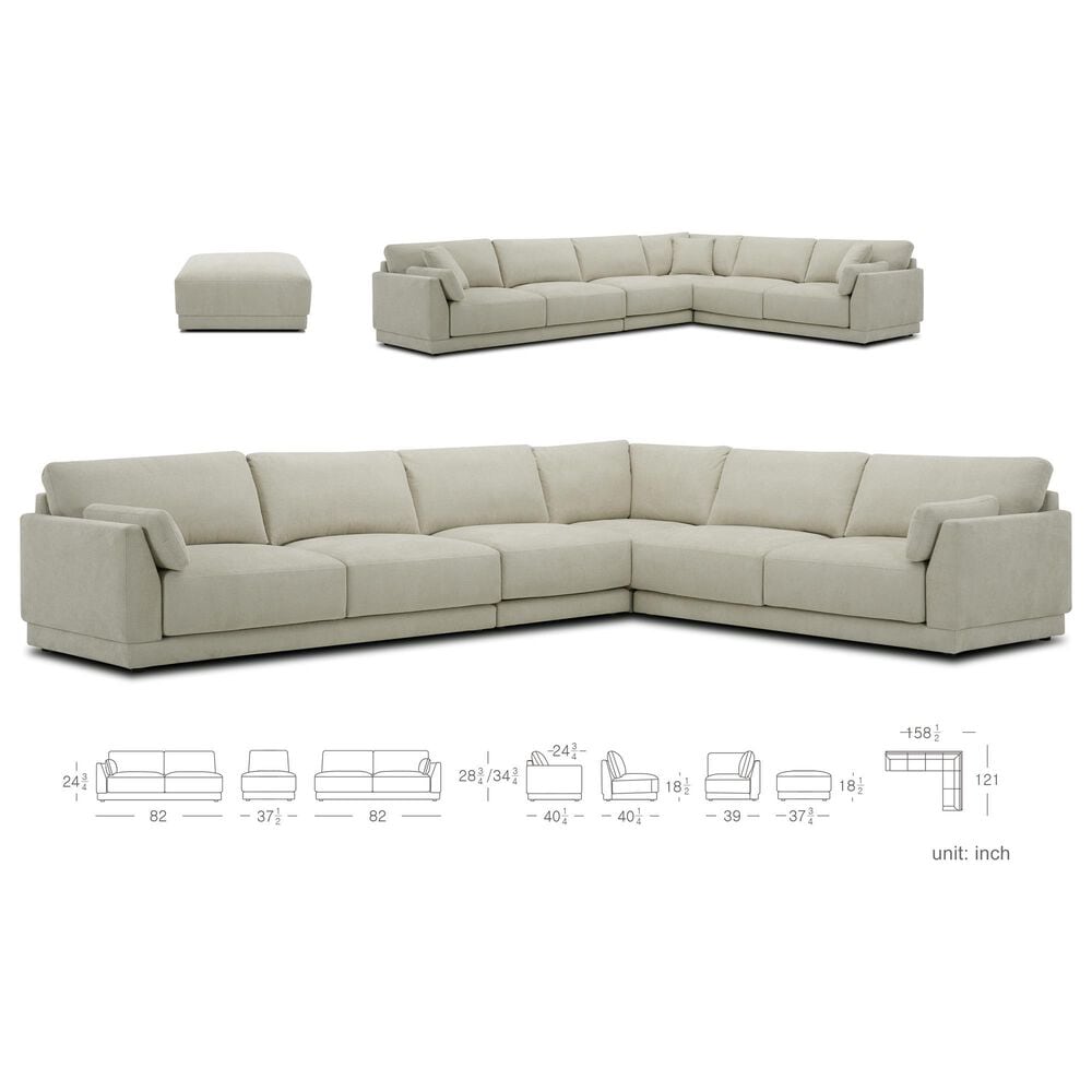 Kuka &#40;Hk&#41; Trade Co Lmt Motion Becki Owens 4-Piece Stationary Right Facing Sectional in Pacific Ecru, , large