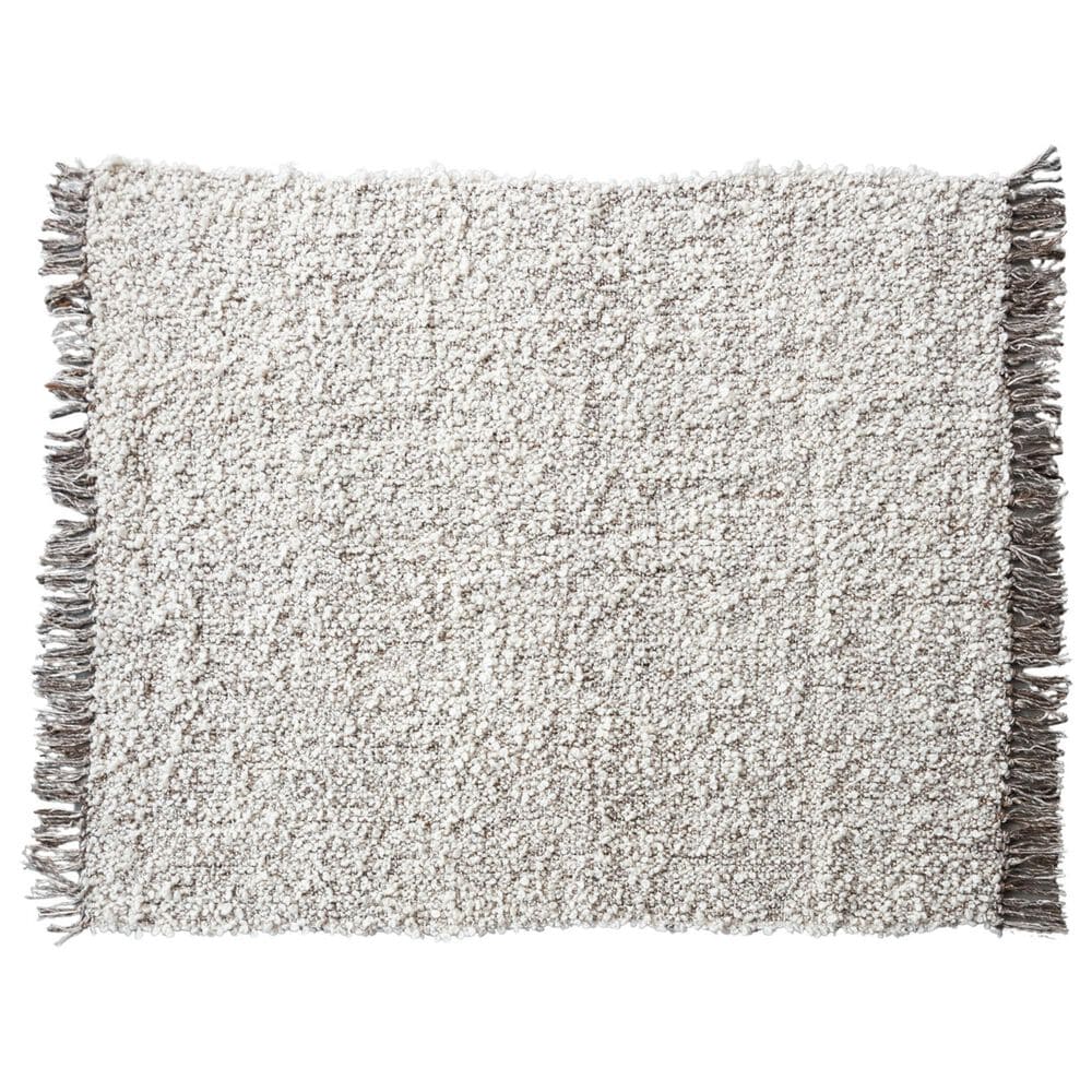 Teak Interiors 50" x 60" Shag Throw with Fringe in Natural and Grey Melange, , large
