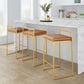 LumiSource Fuji 26" Stacker Counter Stool with Camel Upholstery in Gold (Set of 2), , large
