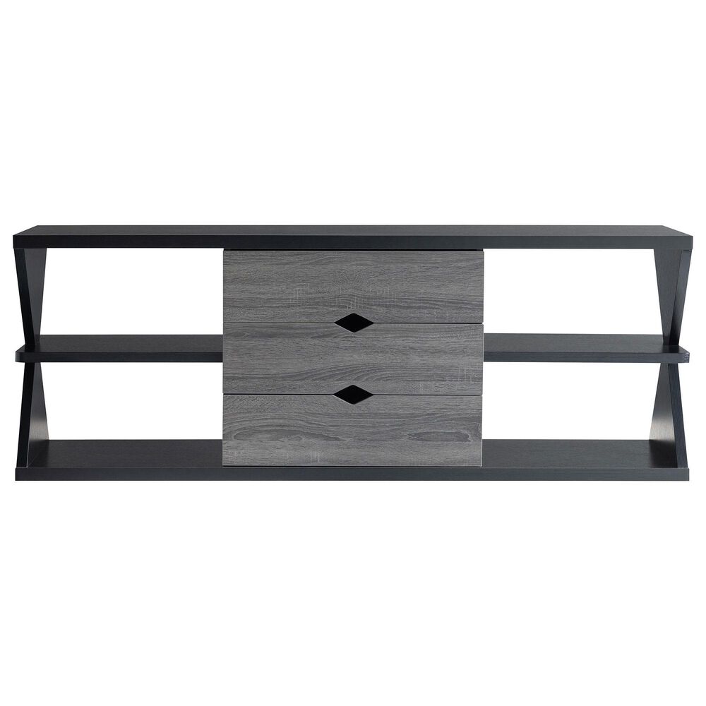 Furniture of America Finn 60&quot; TV Stand in Black and Distressed Gray, , large