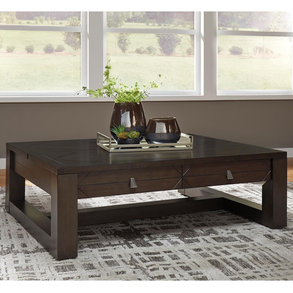 Signature Design by Ashley Tariland Lift Top Cocktail Table in Dark Grayish Brown, , large