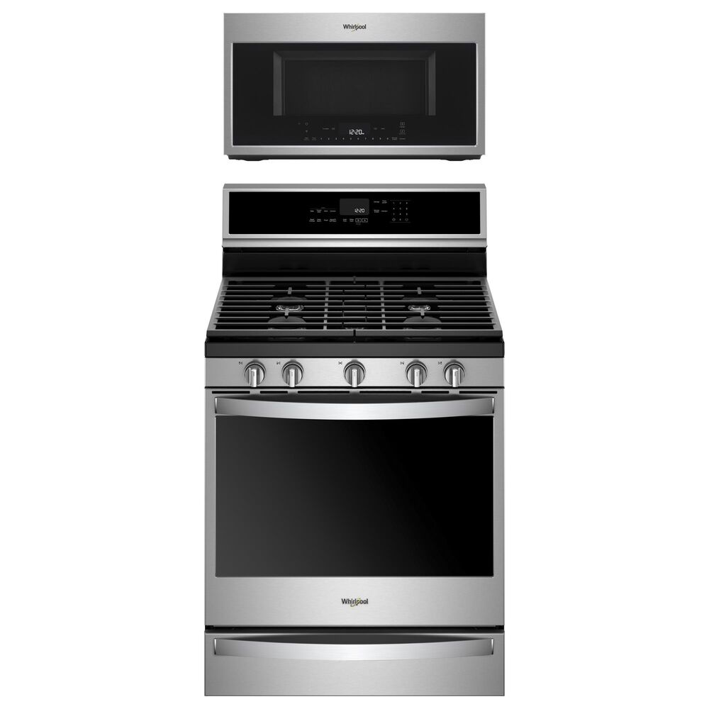 Whirlpool 2-Piece Kitchen Package with 5.8 Cu. Ft. Gas Range and Microwave in Stainless Steel, , large