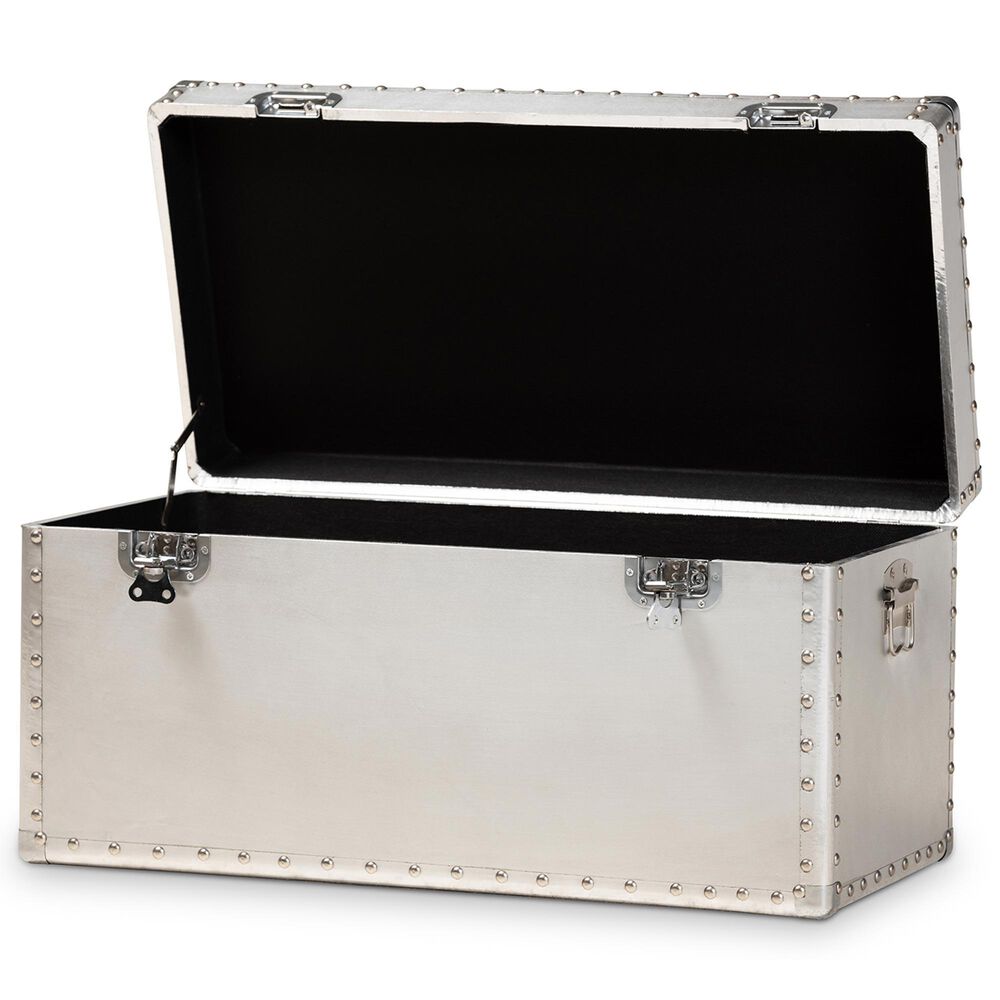 Baxton Studio Serge Storage Trunk in Silver, , large