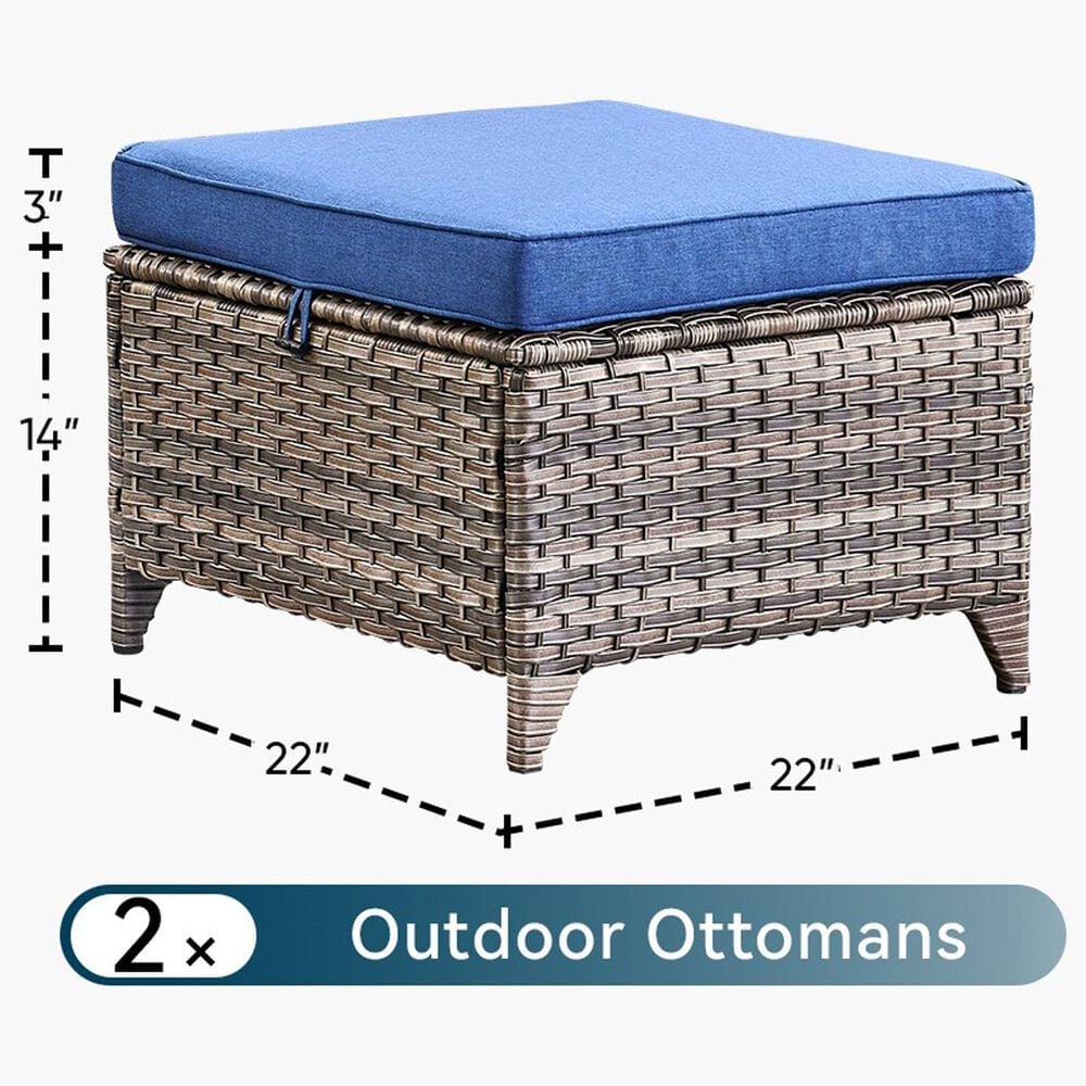 Sunwell Garden Patio Ottoman in Navy (Set of 2), , large