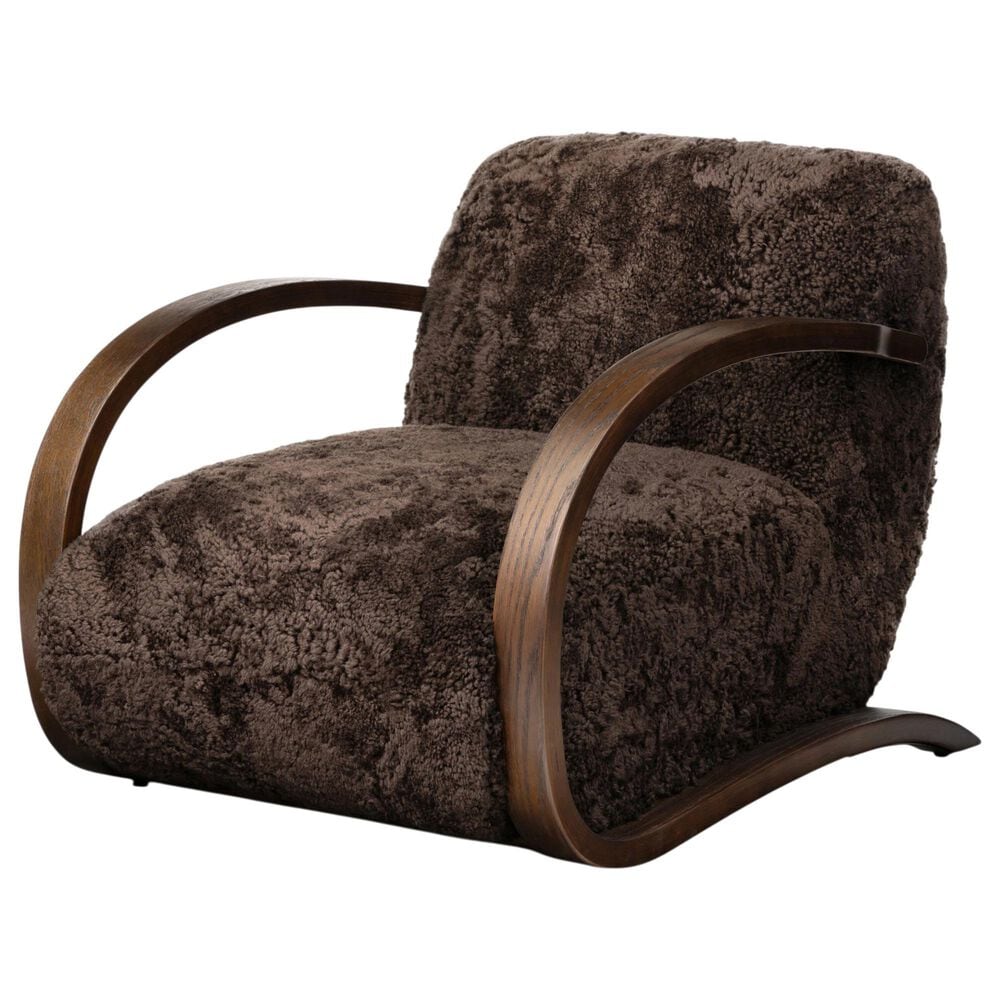 Four Hands Burke Arm Chair in Cocoa Shearling, , large