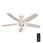 Hunter Gatlinburg Easy Install 52" LED Indoor Ceiling Fan with Light and Remote in Matte White with Light Oak Blades, , large