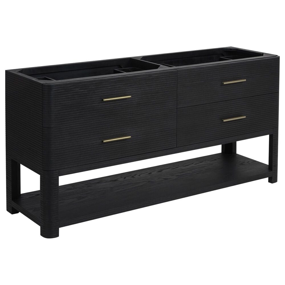 James Martin Vanities Lucian 72&quot; Double Vanity in Carbon Oak with 3 cm Victorian Silver Quartz Top, , large