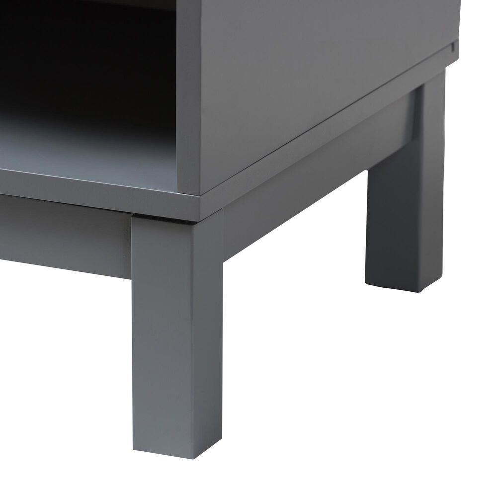 Baxton Studio Deirdre 1-Drawer Nightstand in Grey, , large