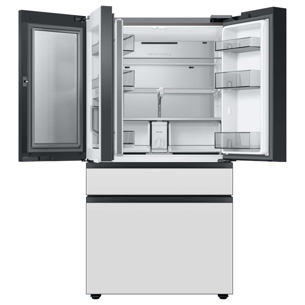Samsung Bespoke 29 Cu. Ft. 4-Door French Door Refrigerator with Beverage Center in Morning Blue Glass Top Panel with White Glass Middle and Bottom Panels, , large