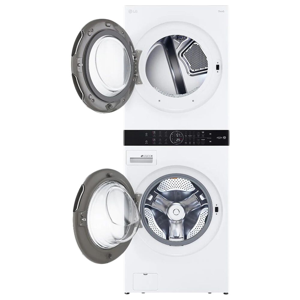 LG Electric Washtower with Center Control in White and Wi-Fi Enabled Steam Clothing Styler, , large