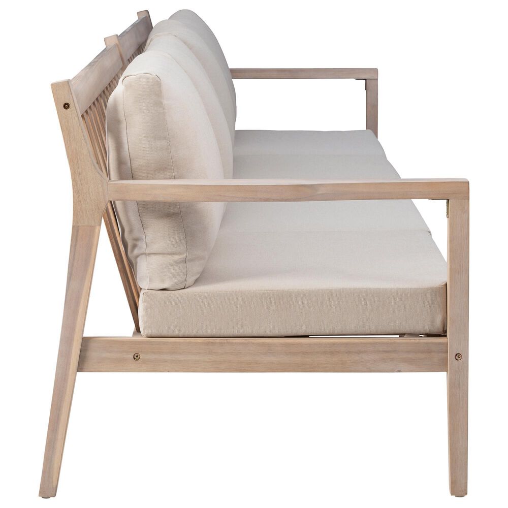 Linon Home Decor Teagon Outdoor Loveseat with Beige Cushions in Natural (Set of 2), , large