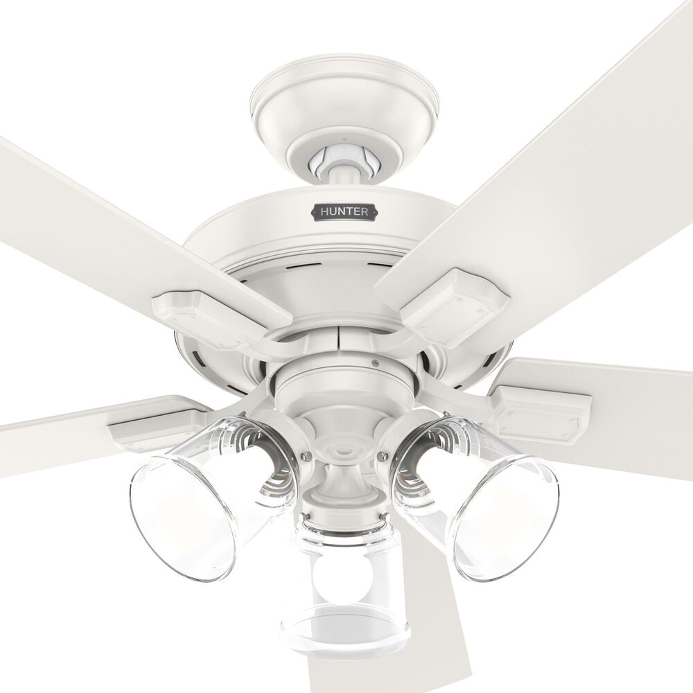 Hunter Crestfield 52&quot; Remote Ceiling Fan with LED Lights in Fresh White, , large