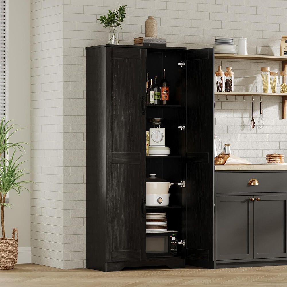 GARVEE 60" Kitchen Pantry Cabinet in Black, , large