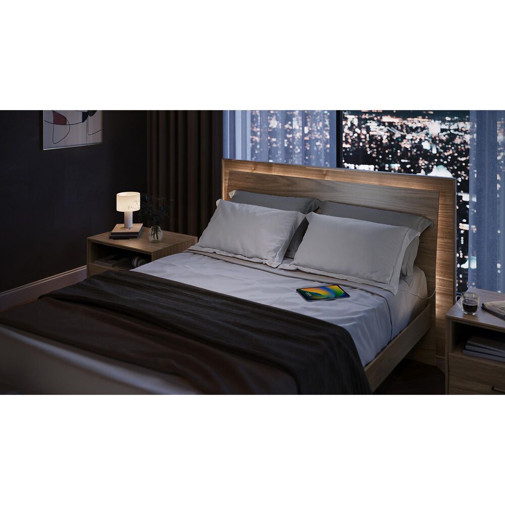 BDI Kava Queen Platform Bed in Natural Walnut with Lighting and USB Ports, , large