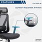 Rta Products Llc Truly Ergonomic Mesh Office Chair with Headrest and Lumbar Support in Black, , large