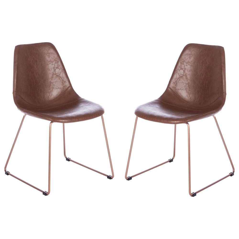 Safavieh Dorian Dining Chair in Light Brown/Copper (Set of 2), , large