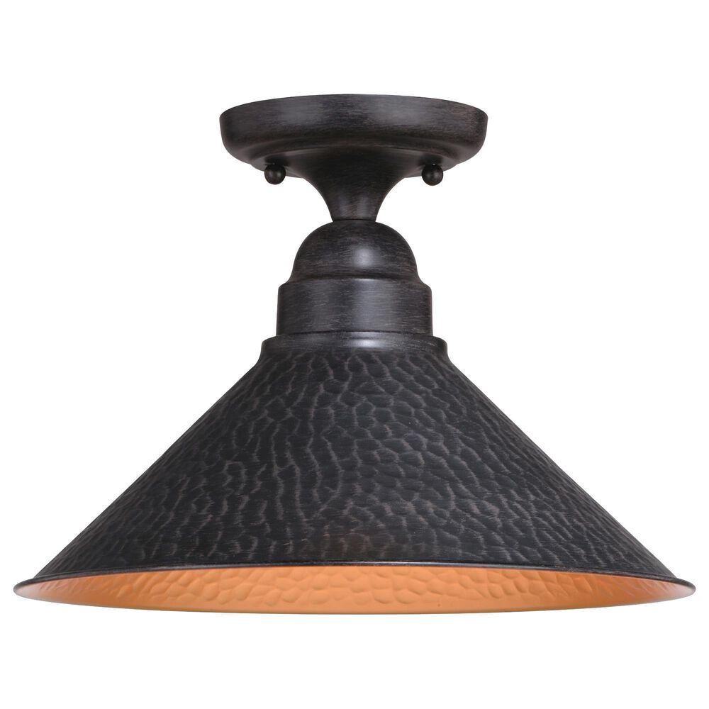 Vaxcel Outland 1-Light Outdoor Semi Flush in Aged Iron and Light Gold, , large