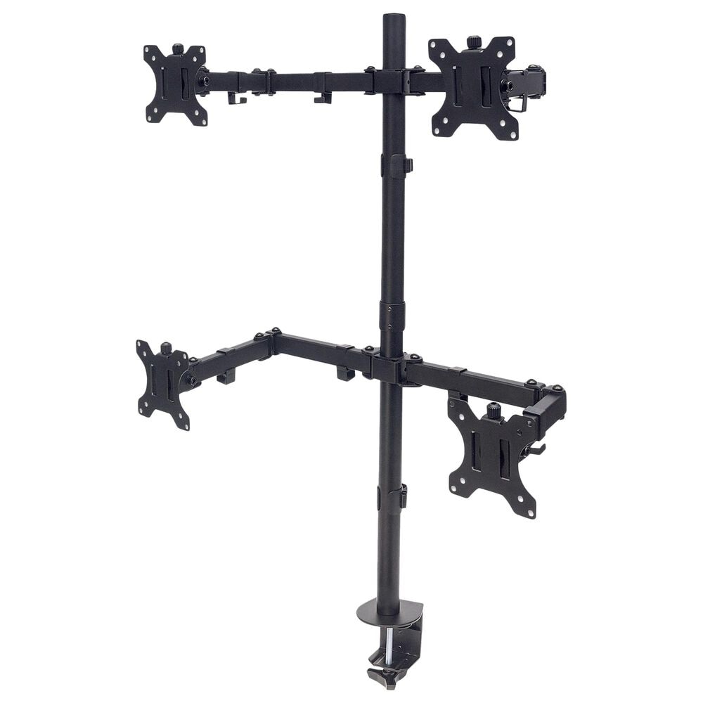 Manhattan Universal Four Monitor Mount with Double-Link Swing Arms in Black, , large