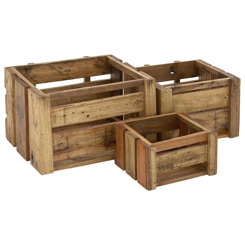 Maple and Jade Storage Basket with Handles in Oiled Brown &#40;Set of 3&#41;, , large
