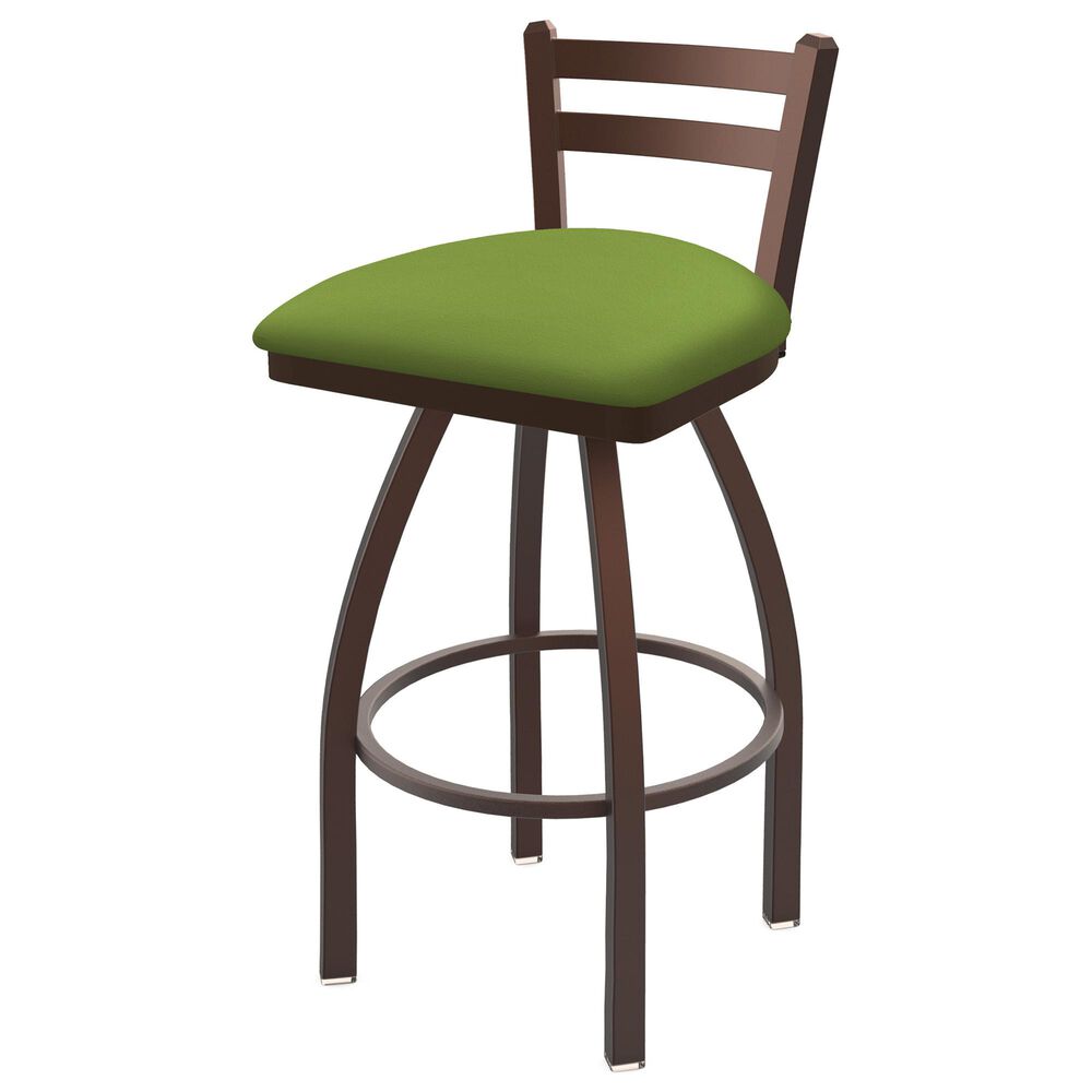 Holland Bar Stool 411 Jackie 25" Low Back Swivel Counter Stool with Bronze and Canter Kiwi Green Seat, , large