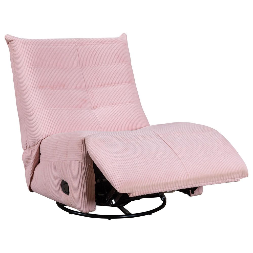 HOMLUX 31" Manual Swivel Glider Recliner with Pocket Coil Seat in Pink Corduroy, , large